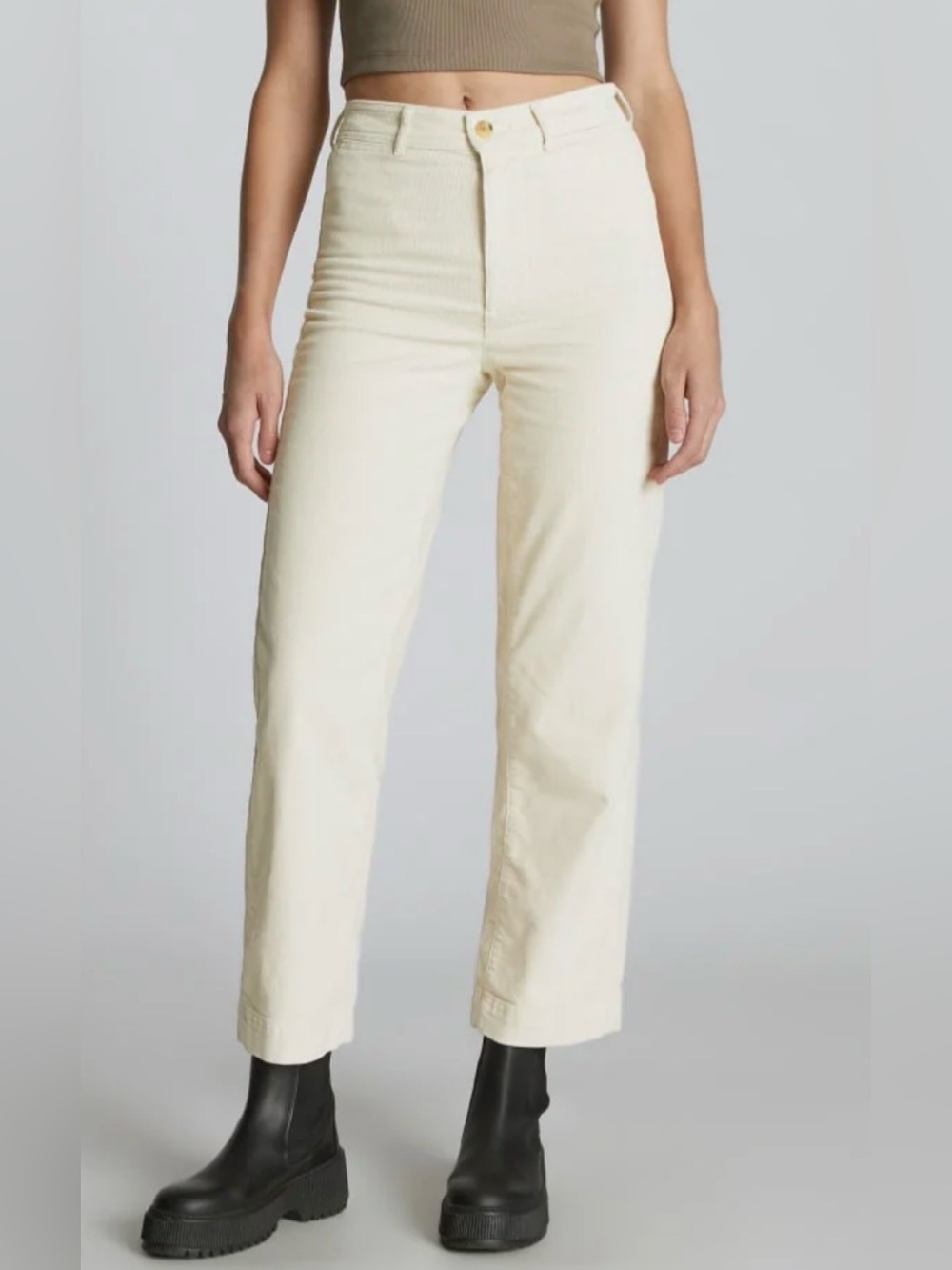 Everlane Women’s Corduroy Cream Cropped Pants Size 6